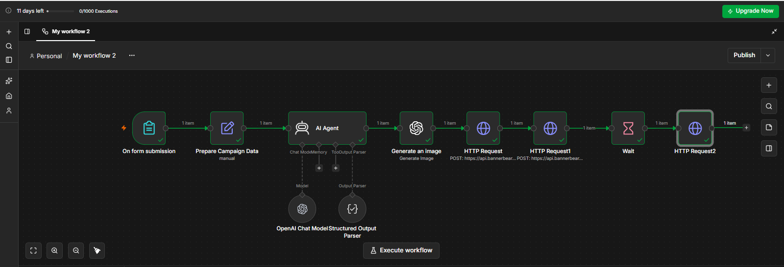 AI Image Generator workflow in n8n